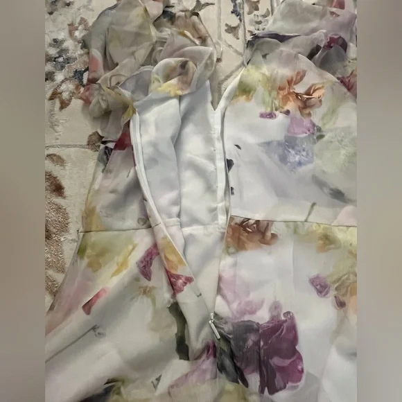 NWT Ted Baker Women's Ivory Angel Sleeve Fit-Flare Mini Dress US size 4 - Picture 13 of 15